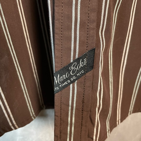 Marc Echo Brown And White Striped Button Down Shirt - Picture 4 of 5